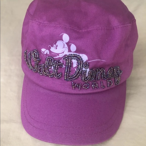 Disney Baseball Hat Cap Beaded Purple Walt Disney World Parks Authentic Original - Picture 1 of 10